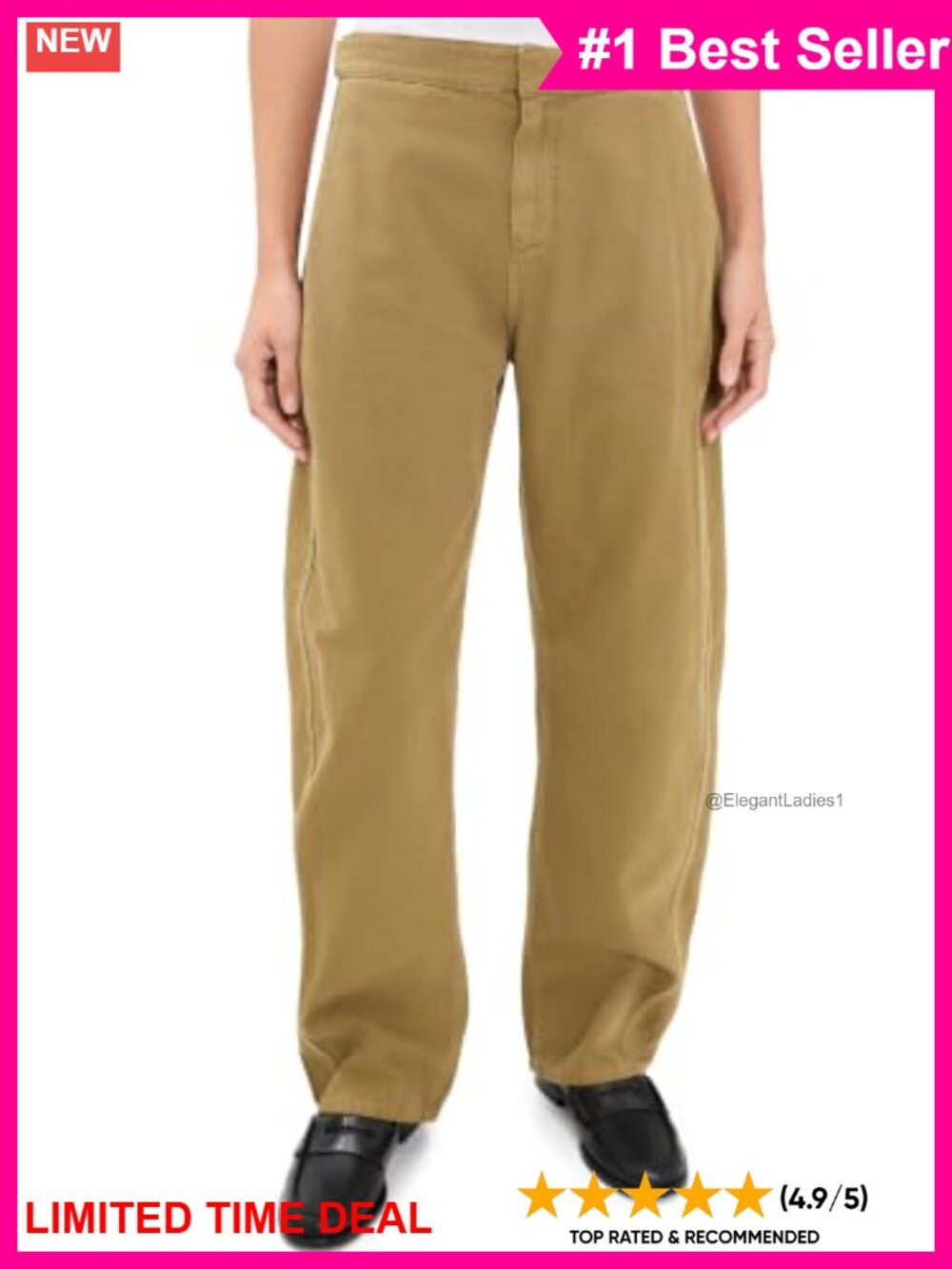 Mid-Weight Non-Stretch Canvas Pants High Rise Casual